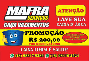 MAFRA encanadores - Encanador - MAFRA CAÇA VAZAMENTOS
Caça Vazamentos
Encanadores
Consertos
Reparos Hidráulicos
Instalações Hidráulica
☎️(48)2012-8310
📱(𝟦𝟪)98817-5386
https://mafraencanadores.com.br/