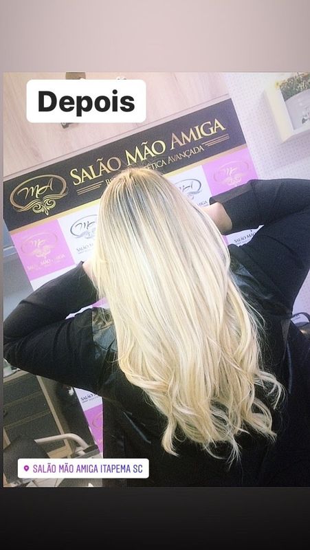 Salão Mão Amiga - Beleza & Estética - Loiros Perolas 80% dos cabelos clareados
