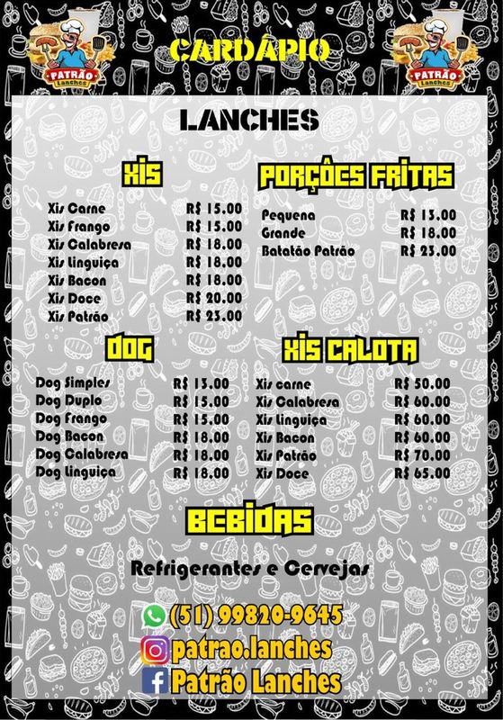 PATRÃO LANCHES - gastronomia - LANCHES