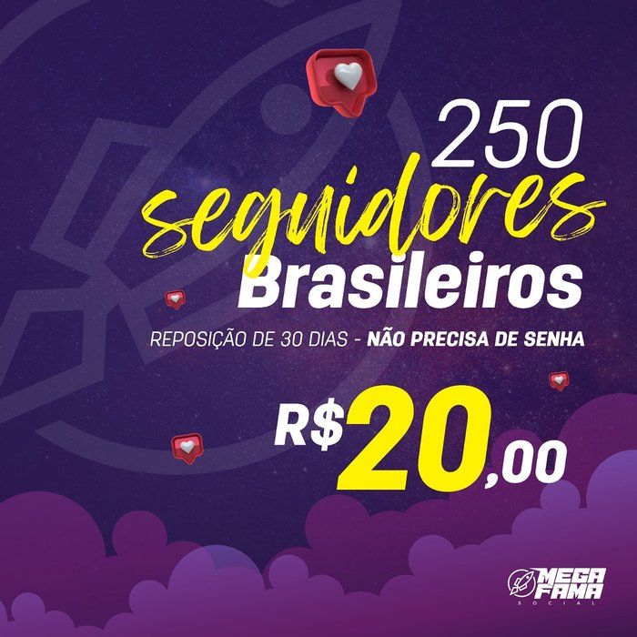 Megafamasocial - venda de seguidores - 250 Seguidores brasileiros