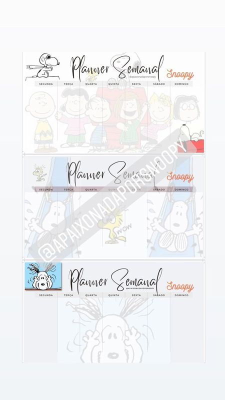 apaixonadaporsnoopy - Brindes - Planner semanal digital snoopy