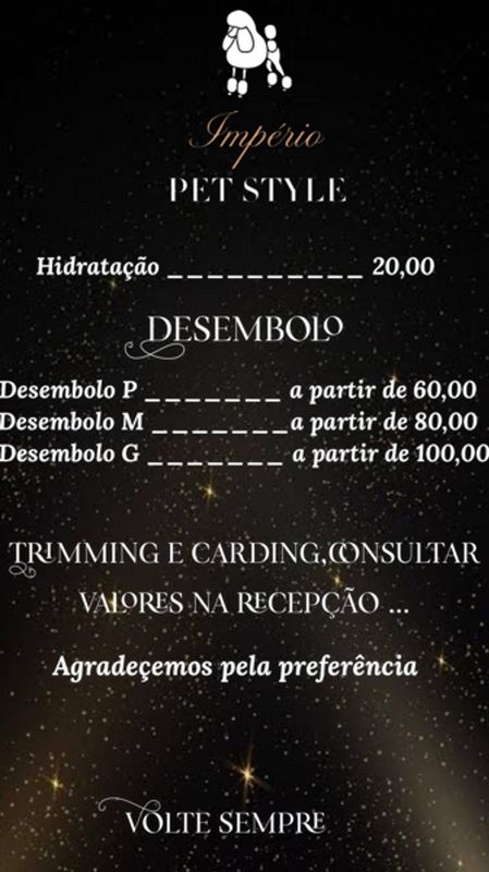 imperio pet style - pets - serviços a parte