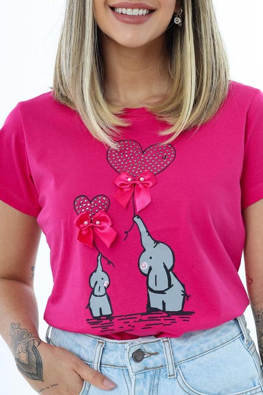 Meelo lingerie - lingerie de luxo - T-shirt elefante rosa