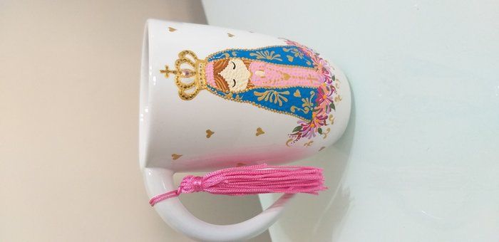 Sanft Mandala MÃE E FILHA - arte em pontilhismo - caneca nossa senhora