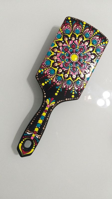 Sanft Mandala MÃE E FILHA - arte em pontilhismo - Escova de cabelo