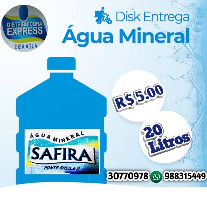 Disk Água Distribuidora Express - água mineral, gás, gelo, carvão, côco... - Água mineral safira