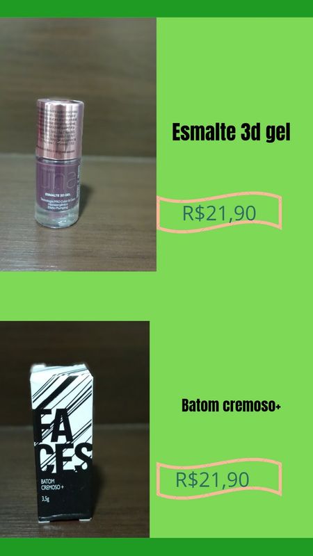Revendedora da Natura - revenda de marcas - Esmalte 3d gel e Batom cremoso