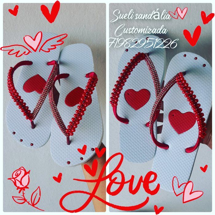 Sueli B.Espinola  - sueli sandália customizada  - sandália com coracao