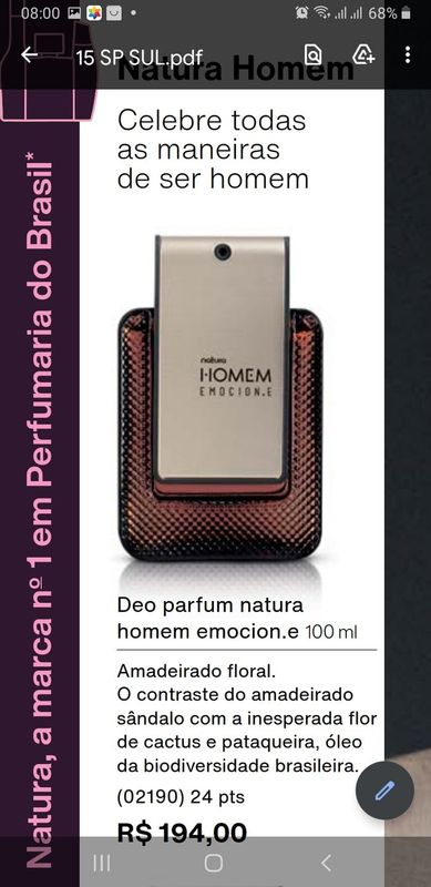 Claudia Maria - Consultora de Beleza - Deo parfum Natura Homem emocione 100 ml