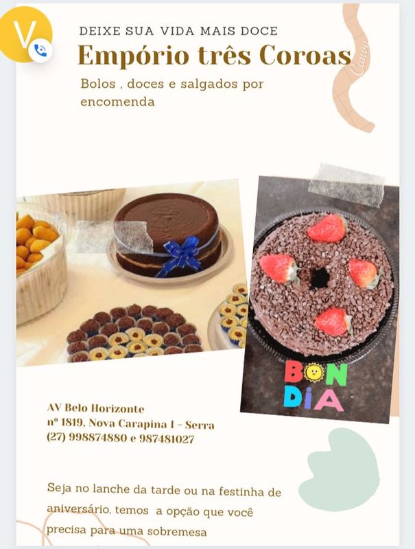 PADARIA EMPÓRIO TRÊS COROAS - Panificação e confeitaria - Bolo caseiro