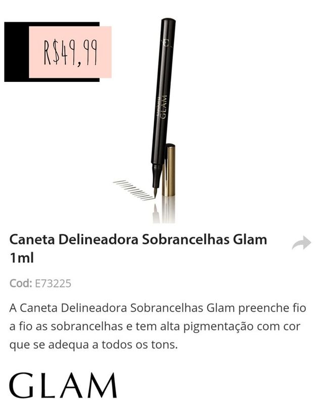 Pamela Reis - Revendedora Eudora - Caneta Delineadora Sobrancelhas Glam