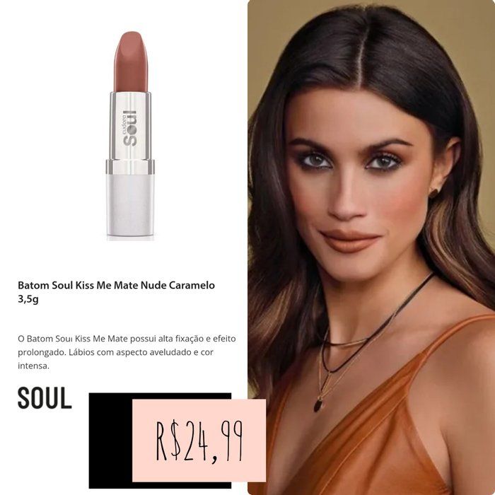 Pamela Reis - Revendedora Eudora - Batom Soul Kiss Me Matte Nude Caramelo