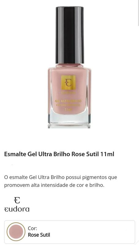 Pamela Reis - Revendedora Eudora - Esmalte Gel Ultra Brilho Rose Sutil