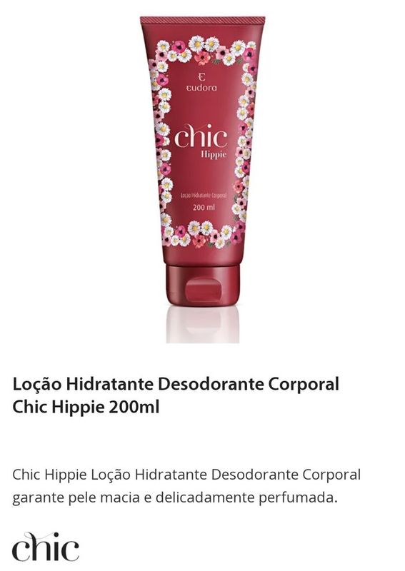 Pamela Reis - Revendedora Eudora - Loção Hidratante Desodorante Chic Hippie