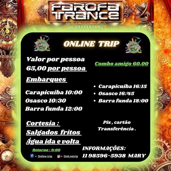 online trip - turismo - farofa trance
