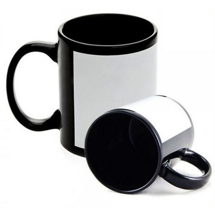 Milla Personalizados - Produção de Produtos Personalizados - Caneca preta com Tarja branca para Personalizar