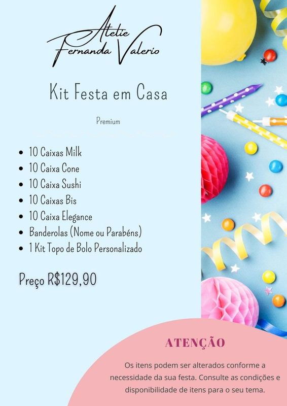 Ateliê Fernanda Valerio - Papelaria Personalizada - Kit Festa - Premium