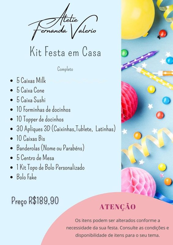 Ateliê Fernanda Valerio - Papelaria Personalizada - Kit festa - Completo