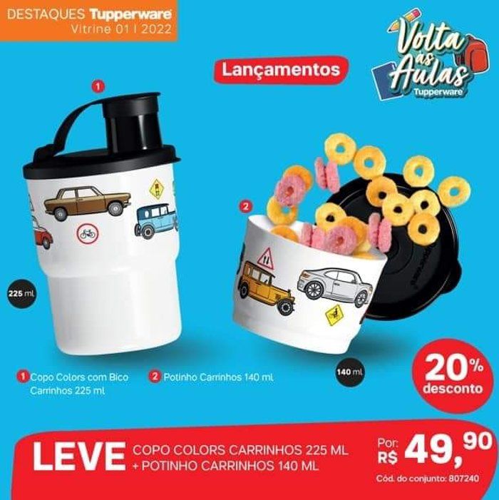Kamila Krempel - Consultora Tupperware - Pack Copinho+Potinho Carros