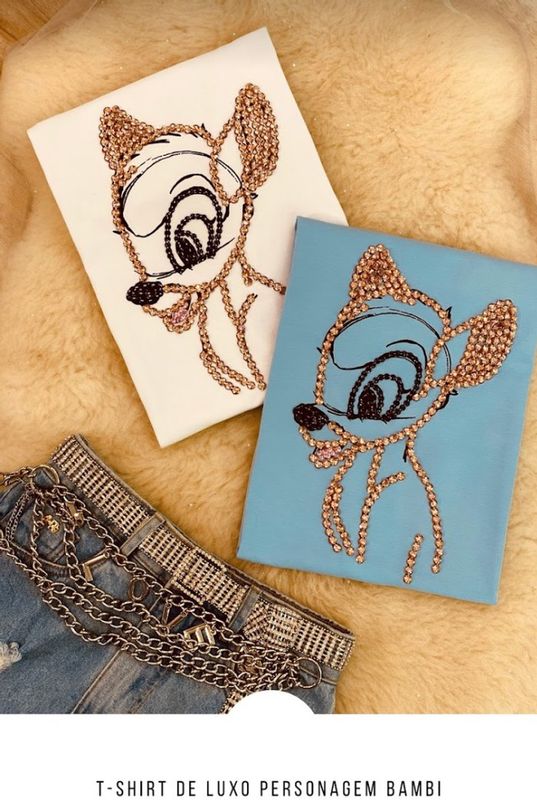 Litoral N'arte - Arte feita a mão - T-Shirt luxo Bambi