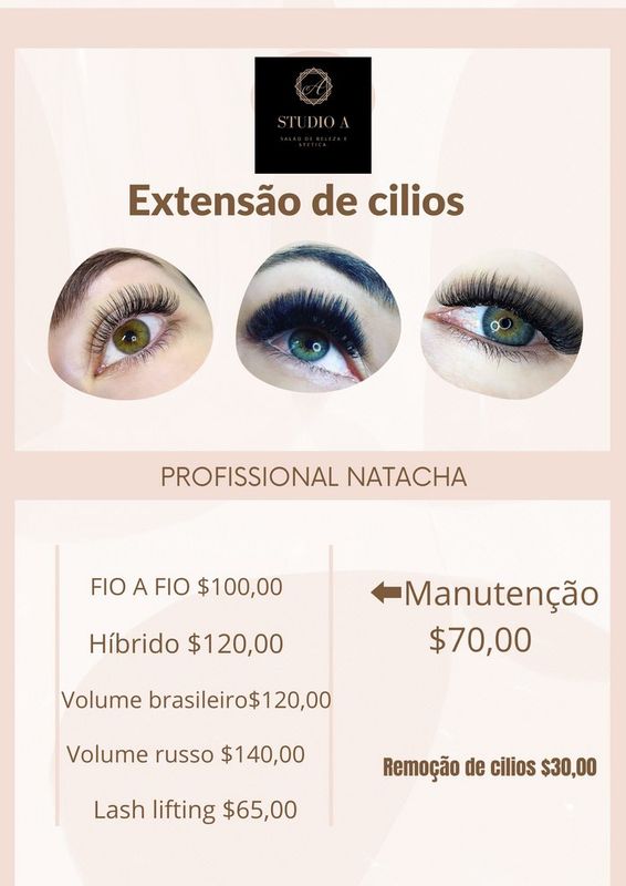 Studio A - beleza & estética - abra a imagem e veja os valores