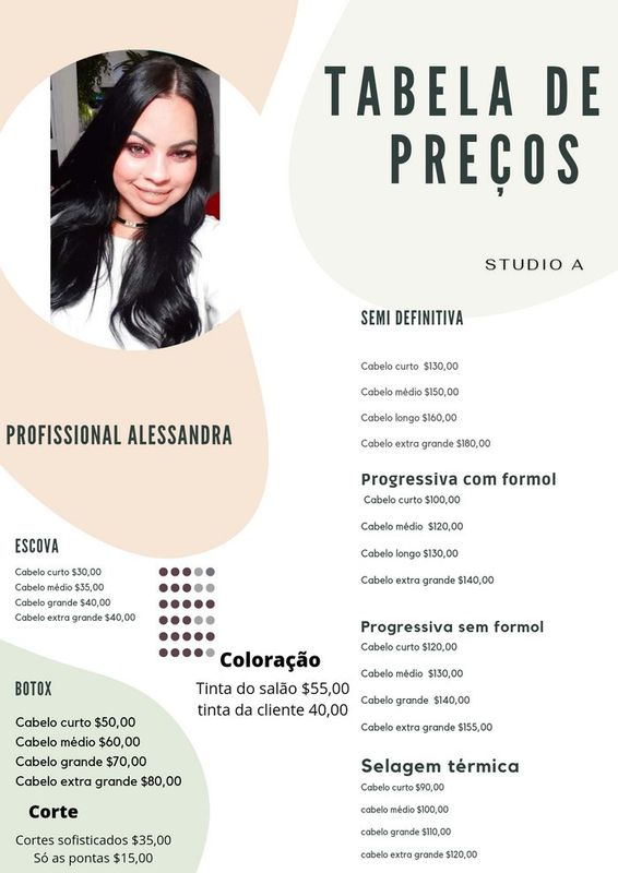 Studio A - beleza & estética - abra a imagem e veja os valores