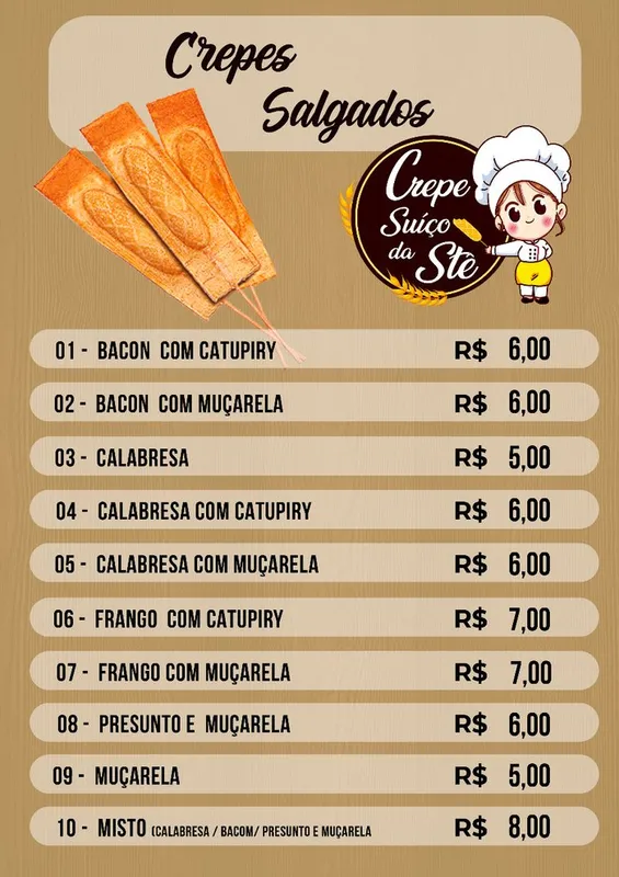 crepe suíço da STÊ - crepeira - cardápios