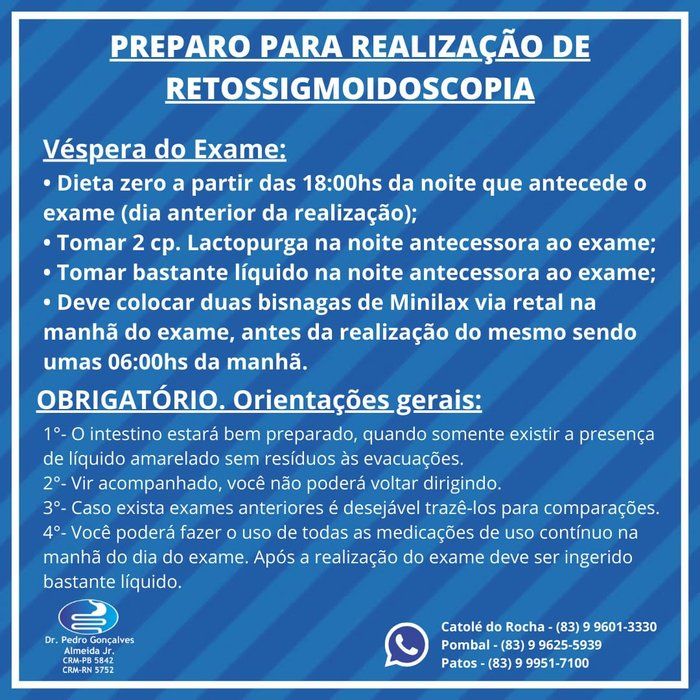 Dr. Pedro Gonçalves - Gastroenterologia - Gastroenterologia / Hepatologia - Retossigmoidoscopia Flexível