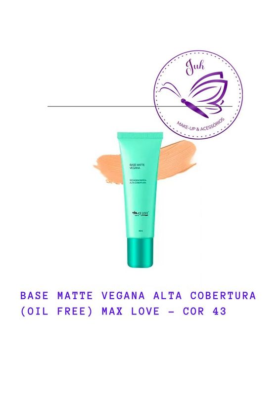 Juh Make-up e Acessórios - beleza & estética - Base Matte Vegana Alta Cobertura (Oil Free)-