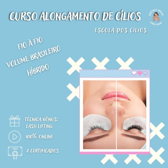 Estética e Beleza - Cursos Online  -  - Curso Alongamento de Cílios 