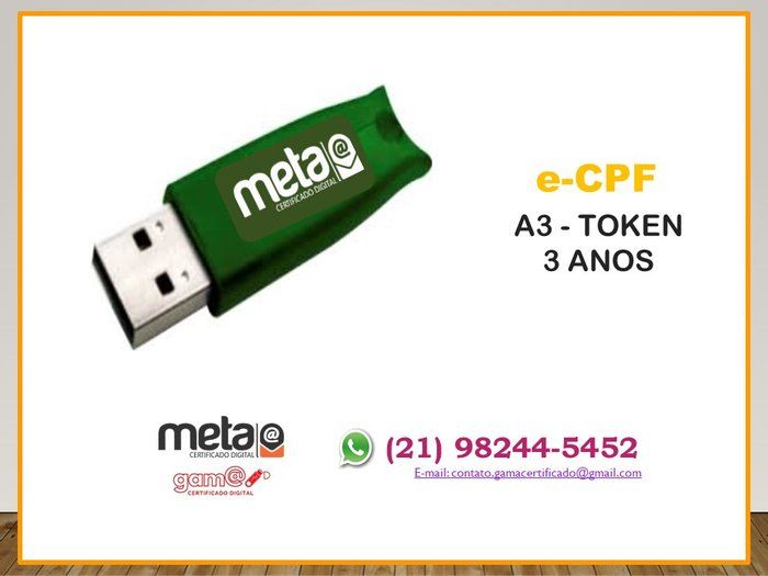 Gama Certificado Digital - Tecnologia - e-CPF A3 TOKEN