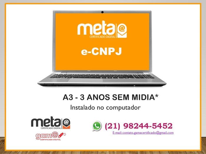 Gama Certificado Digital - Tecnologia - e-CNPJ A3 SEM MÍDIA