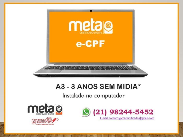Gama Certificado Digital - Tecnologia - e-CPF A3 SEM MÍDIA