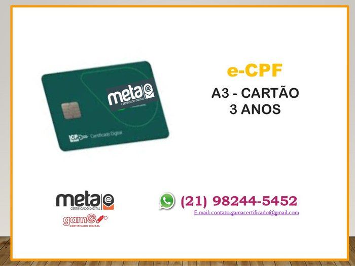 Gama Certificado Digital  - Tecnologia  - e-CPF A3 CARTÃO 