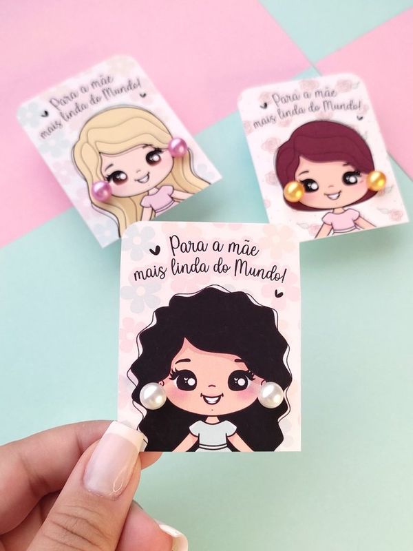 Drika Mimos - papeleira / papelaria personalizada - card com brinco pérola