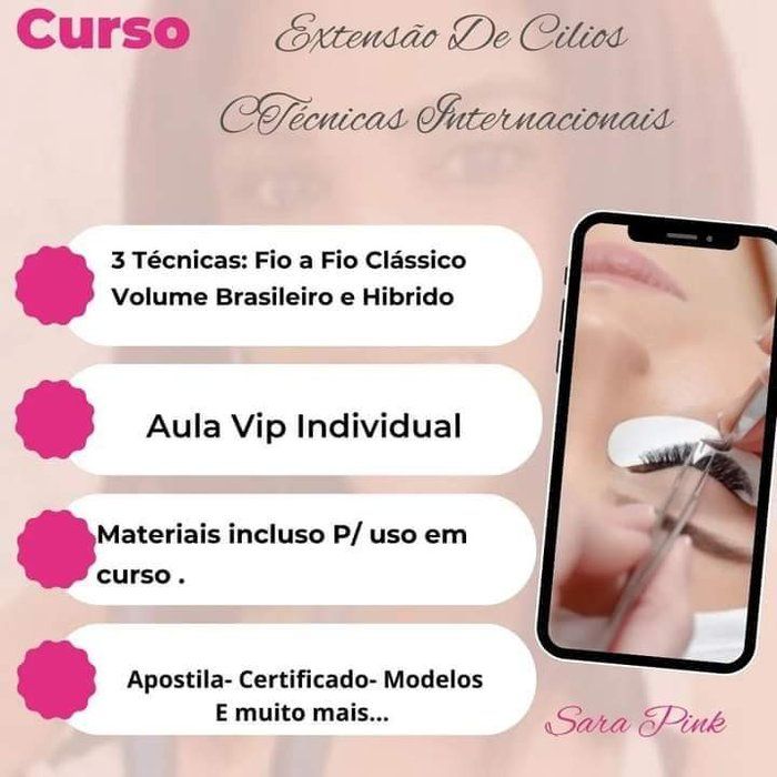 Sara Pink - Cursos Profissionalizante - Beleza e Estética - Curso - Extensão de Cilios