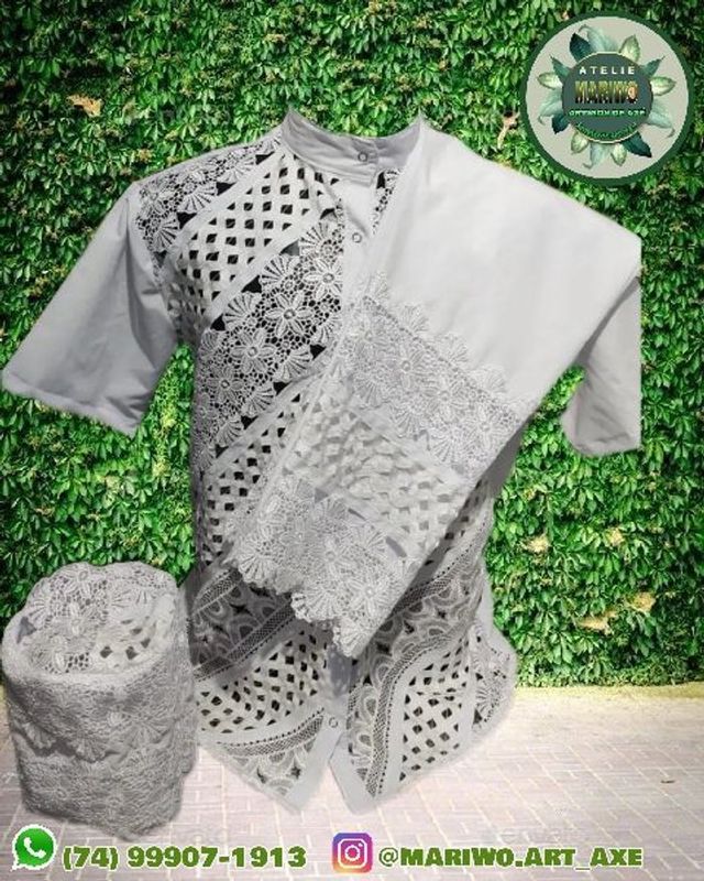MARIWÔ ARTIGOS DE AXÉ - ROUPAS E ADEREÇOS DE CANDOMBLÉ E UMBANDA. - conjunto masculino luxuoso