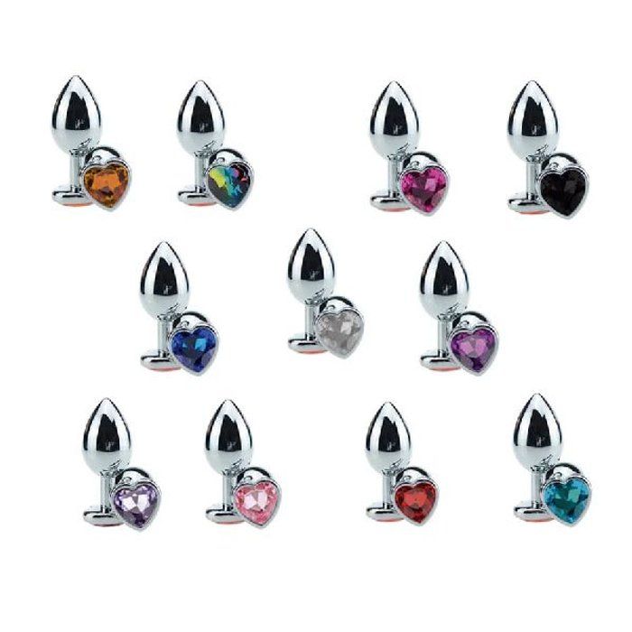 Espaço Luna 🥰 - Sex Shop - PLUG ANAL EM ALUMÍNIO, BASE EM FORMATO DE CORAÇÃO COM PEDRA COLORIDAMISS COLLECTION Cód: PL009