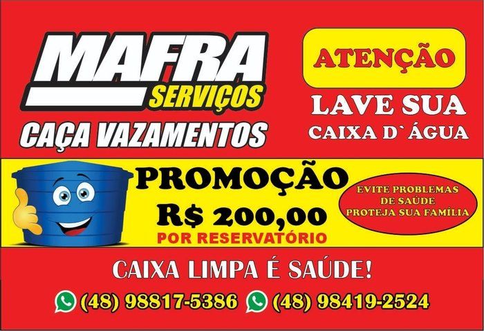 MAFRA encanadores - Encanador - Limpeza de caixa d'água