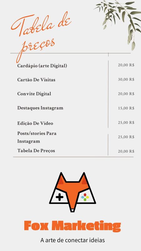Fox marketing - Marketing digital - tabela de preços