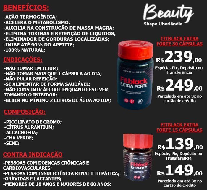 Beauty Shape Uberlândia-MG - saúde & bem-estar - Fitblack Extra Forte 