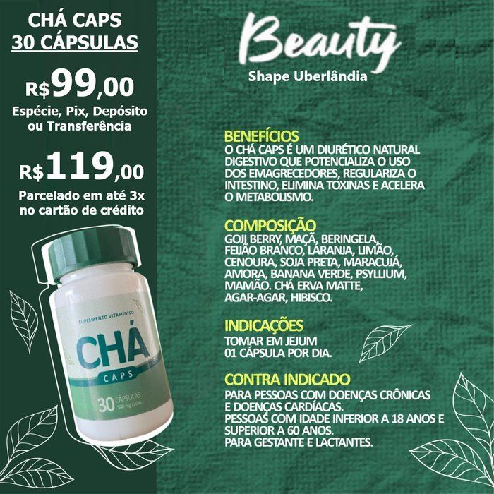 Beauty Shape Uberlândia-MG - saúde & bem-estar - Chá Caps
