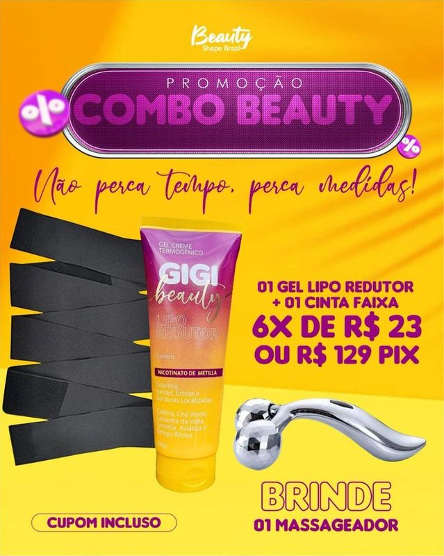 Beauty Shape Uberlândia-MG - saúde & bem-estar - Gigi Lipo Redutor, Cinta Faixa e Massageador 