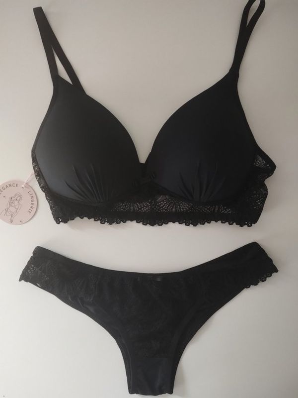 Elegance Lingerie - Moda íntima - Cód 1219- Conjunto Soft Renda Preto
