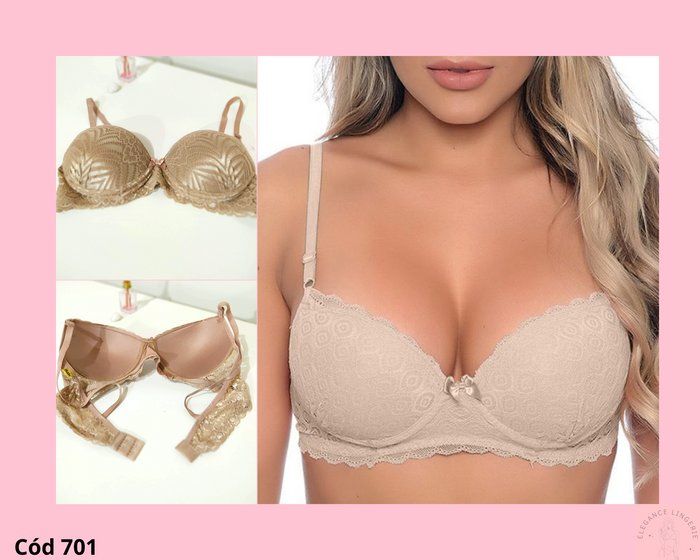 Elegance Lingerie - Moda íntima - Cód 701-SUTIÃ EM RENDA COM BOJO
