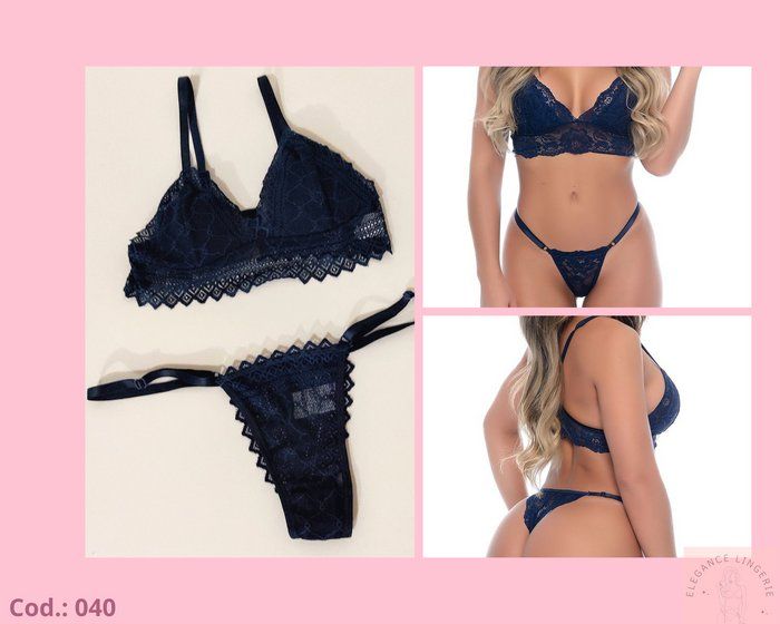 Elegance Lingerie - Moda íntima - Cód 840-CONJUNTO SUSPIRO EM RENDA