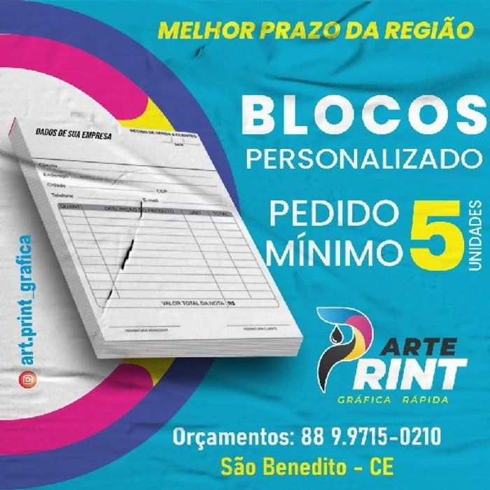 Arte Print Gráfica - A Primeira Impressão é a que fica! - Blocos, talões, recibos