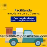 Geladeiras e freezers são uns dos itens mais pesados que há em uma mudança. Esperar o carreto com esses itens higienizados e descongelados, torna o trabalho ainda mais prático.? #AhazouServiços #carreto #mudança #carga #descarga #geladeiras #freezer