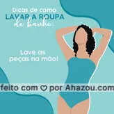 Geralmente as roupas de banho possuem um tecido mais delicado, então é muito importante lavá-las à mão. Assim você fará com que elas durem mais.  👙 #AhazouFashion #beach #fashion #moda #modapraia #summer #dicasdebiquinis