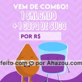 Está sozinho? Temos combo individual! Vem pra cá! 😉 #ahazoutaste #eat  #ilovefood  #instafood  #foodlovers #preço #salgado #copodesuco #preço #cliente #combo